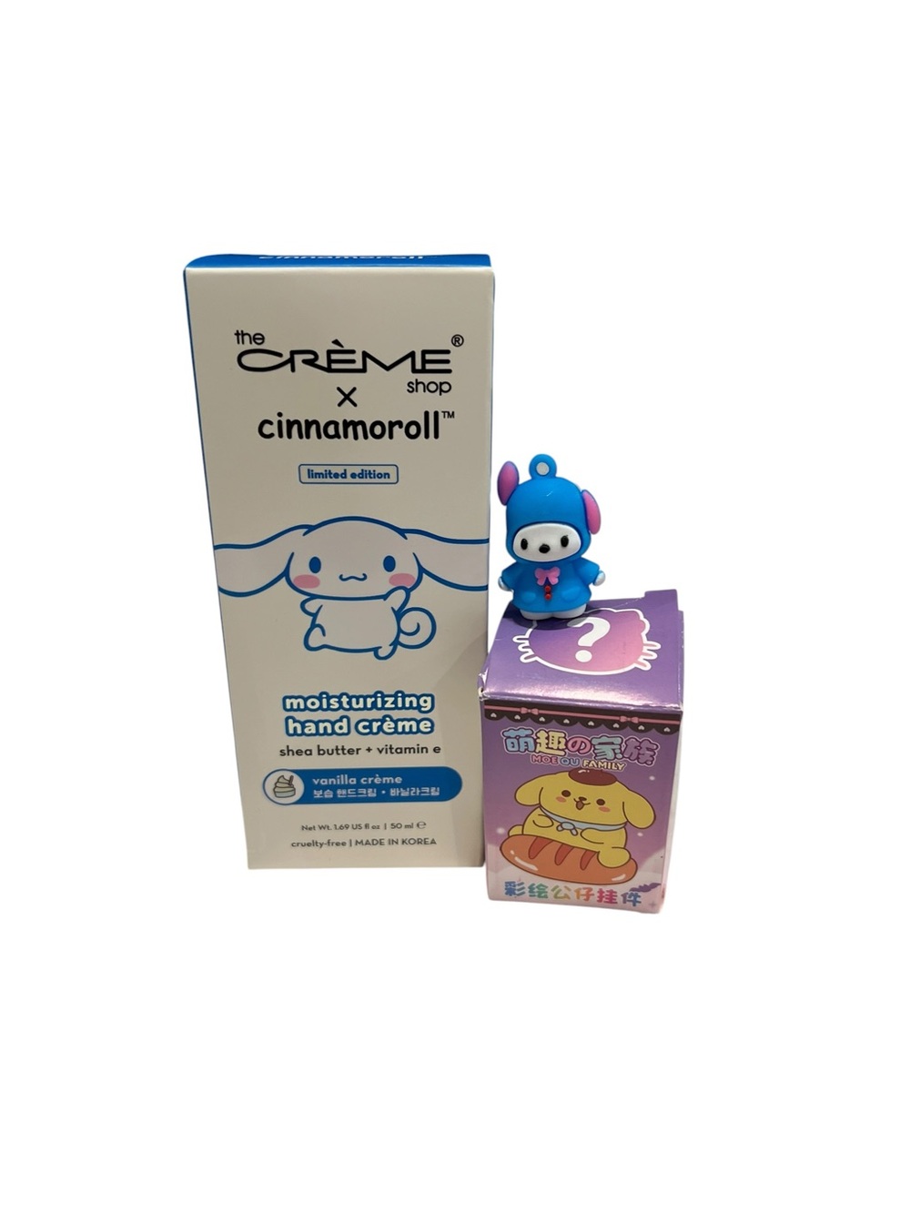 The Crème Shop Cinnamoroll Hand Cream & Sanrio Moe Qu Kuromi Figure Charm